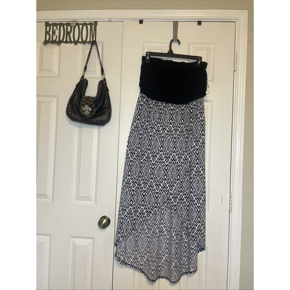 Vintage Mix & Co. Large Dress Boho Asymmetrical Slit Hem Strapless Bandeau